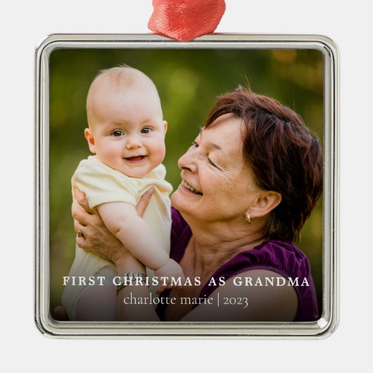 初めてのクリスマスズアズグラマエレガントーンフォトホリデー メタルオーナメント (正面)