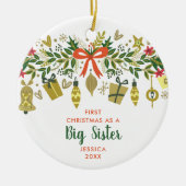 初めてのクリスマスズアズビッグシスターパーソナライズされたガーランド セラミックオーナメント (正面)