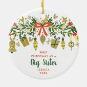 初めてのクリスマスズアズビッグシスターパーソナライズされたガーランド セラミックオーナメント (裏面)