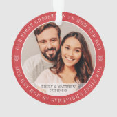 初めてのクリスマスズアズマム&パパ2モダン枚写真 オーナメント (裏面)