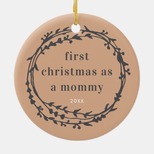 初めてのクリスマスズアズモンマイパーソナライズされたボホリース セラミックオーナメント (裏面)