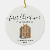 初めてのクリスマスズアットニューホームウォーターカラーハウス セラミックオーナメント (正面)