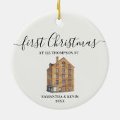 初めてのクリスマスズアットニューホームウォーターカラーハウス セラミックオーナメント (裏面)