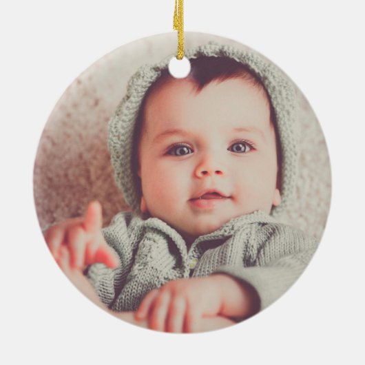 初めてのクリスマスズアースグランマパインリース樺の木写真 セラミックオーナメント (裏面)