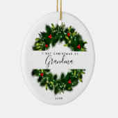 初めてのクリスマスズアース祖母モダンリースカスタム セラミックオーナメント (右)