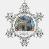 初めてのクリスマスズインアーニューホームホリデーフォト スノーフレークピューターオーナメント (正面)