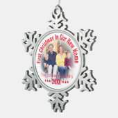 初めてのクリスマスズインウエアニューホーム|パーソナライズされた| スノーフレークピューターオーナメント (右)