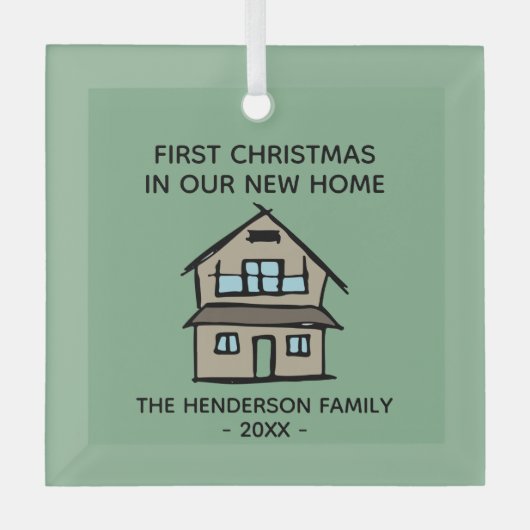 初めてのクリスマスズインザニューホームセラパーソナライズされたム ガラスオーナメント (正面)