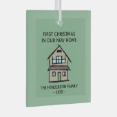 初めてのクリスマスズインザニューホームセラパーソナライズされたム ガラスオーナメント (正面右)