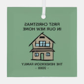 初めてのクリスマスズインザニューホームセラパーソナライズされたム ガラスオーナメント (裏面)