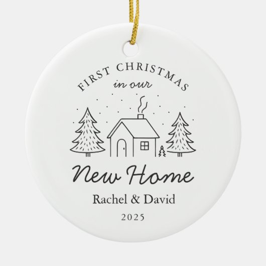 初めてのクリスマスズインザニューホームハミニマルウス セラミックオーナメント (正面)