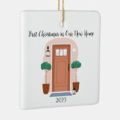 初めてのクリスマスズインザニューホームフロント素朴ドア セラミックオーナメント (右)