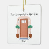 初めてのクリスマスズインザニューホームフロント素朴ドア セラミックオーナメント (左)