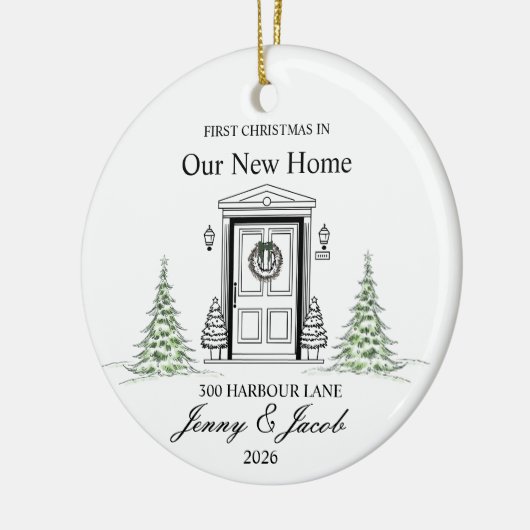 初めてのクリスマスズインザニューホーム2026 パーソナライズされた セラミックオーナメント (左)