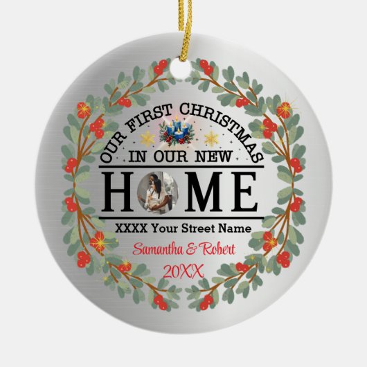初めてのクリスマスズインザニューホーム セラミックオーナメント (正面)