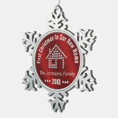 初めてのクリスマスズインザニューホーム |パーソナライズされた スノーフレークピューターオーナメント (右)