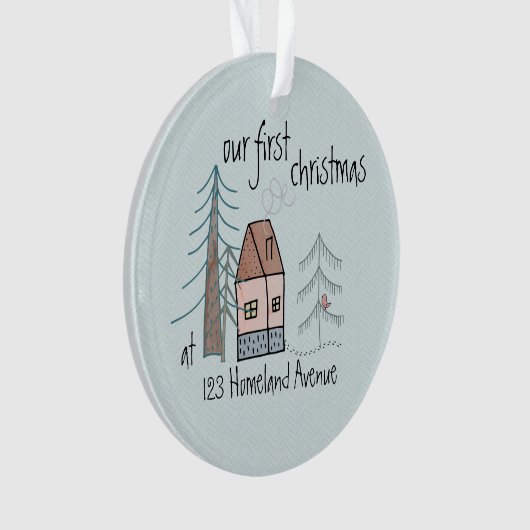 初めてのクリスマスズインニューホームキュートドードルハウス オーナメント (正面)