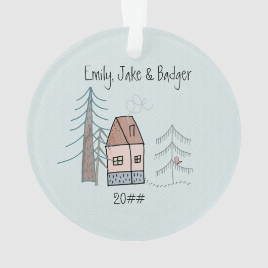 初めてのクリスマスズインニューホームキュートドードルハウス オーナメント (裏面)