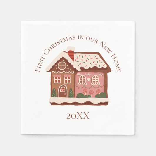 初めてのクリスマスズインニューホームジンジャーブレッドハウス スタンダードカクテルナプキン (正面)