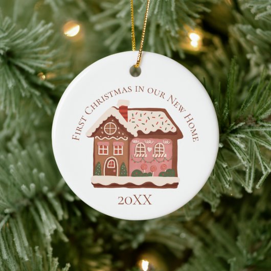 初めてのクリスマスズインニューホームジンジャーブレッドハウス セラミックオーナメント (ツリー)