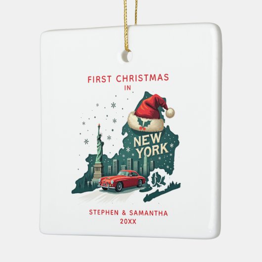 初めてのクリスマスズインニューヨーク州カスタムホリデイ セラミックオーナメント (左)
