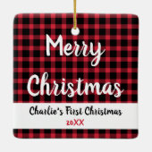 初めてのクリスマスズウィズドッグフォトホリデー セラミックオーナメント (裏面)