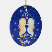 初めてのクリスマスズカスタムー一緒の乗馬カップル セラミックオーナメント (右)