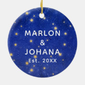 初めてのクリスマスズカスタムー一緒の乗馬カップル セラミックオーナメント (裏面)