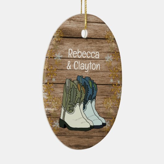 初めてのクリスマスズカップルニューホームカントリー セラミックオーナメント (右)