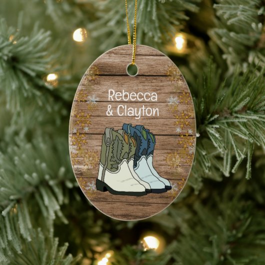 初めてのクリスマスズカップルニューホームカントリー セラミックオーナメント (ツリー)