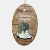 初めてのクリスマスズカップルニューホームカントリー セラミックオーナメント (左)