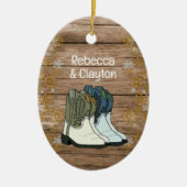 初めてのクリスマスズカップルニューホームカントリー セラミックオーナメント (正面)