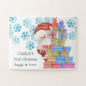 初めてのクリスマスズキュートサンタクロースパーソナライズされた ジグソーパズル (横)
