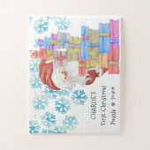 初めてのクリスマスズキュートサンタクロースパーソナライズされた ジグソーパズル (縦)