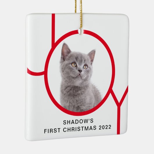 初めてのクリスマスズキュート猫キットンJoyカスタム写真 セラミックオーナメント (右)