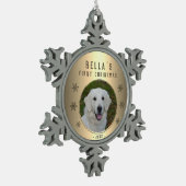 初めてのクリスマスズゴールデンスノーフレーク子犬の写真 スノーフレークピューターオーナメント (左)