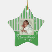 初めてのクリスマスズスターアンドスノーフレークスグリーン セラミックオーナメント (右)