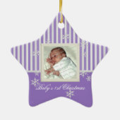 初めてのクリスマスズスターアンドスノーフレークスパープル セラミックオーナメント (裏面)