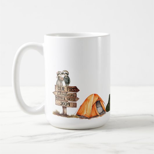 初めてのクリスマスズトゥーカップル新婚キャンプ コーヒーマグカップ (左)