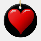 初めてのクリスマスズトゥーズキュート赤いハート2019ブラック セラミックオーナメント (裏面)
