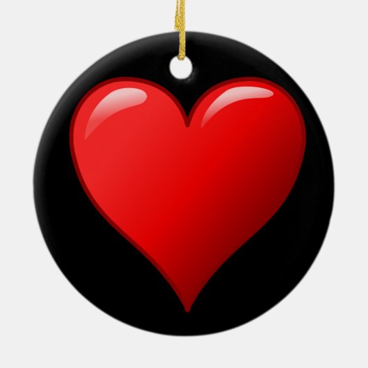 初めてのクリスマスズトゥーズキュート赤いハート2019ブラック セラミックオーナメント (裏面)
