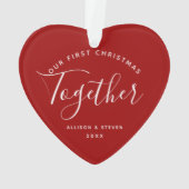 初めてのクリスマスズトゥ赤いハートカップル名 オーナメント (裏面)