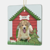 初めてのクリスマスズドッグハウス写真名&年 セラミックオーナメント (左)