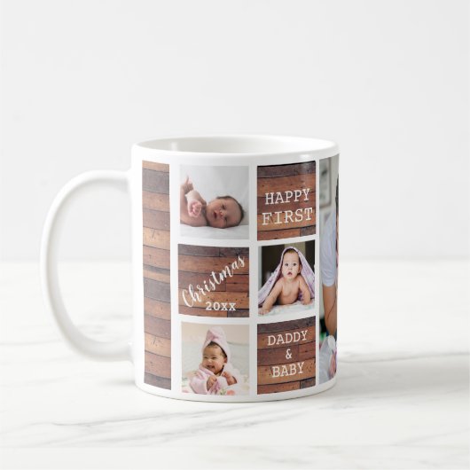 初めてのクリスマスズニューダッド7フォトコラージュウッド コーヒーマグカップ (左)