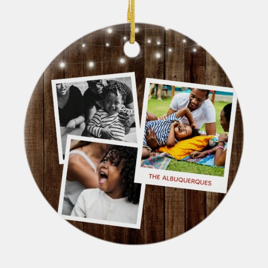 初めてのクリスマスズニューホームウッ素朴ドフォトコラージュ セラミックオーナメント (裏面)