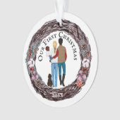 初めてのクリスマスズファミリードッグカントリーリース オーナメント (正面)