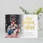初めてのクリスマスズファミリーフォトラグジュアリー実在ズ 箔シーズンカード (立ち正面)