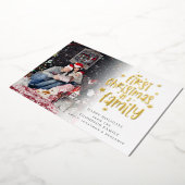 初めてのクリスマスズファミリーフォトラグジュアリー実在ズ 箔シーズンカード (回転した状態)