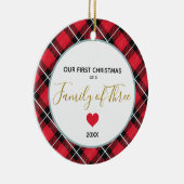 初めてのクリスマスズファミリー・オブ・スリーフォトベビー生まれたばかりの セラミックオーナメント (右)