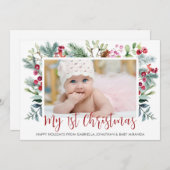 初めてのクリスマスズホリーベリー写真 シーズンカード (正面/裏面)